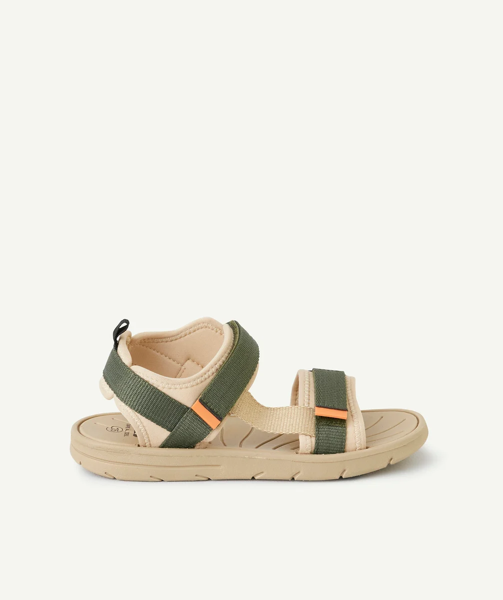 sandales ouvertes garçon beige et kaki