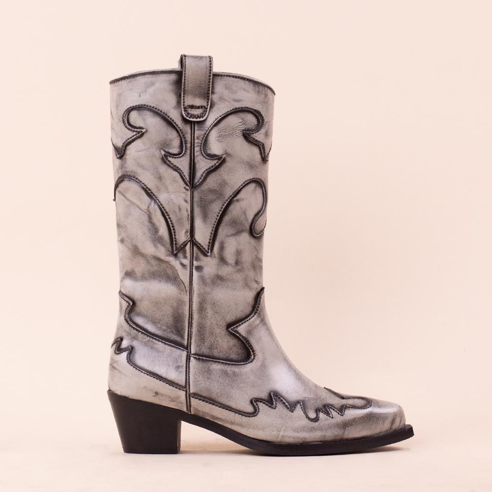 Bronx cowboyboots 47515 Edor-ra offwhite -zwart vintage