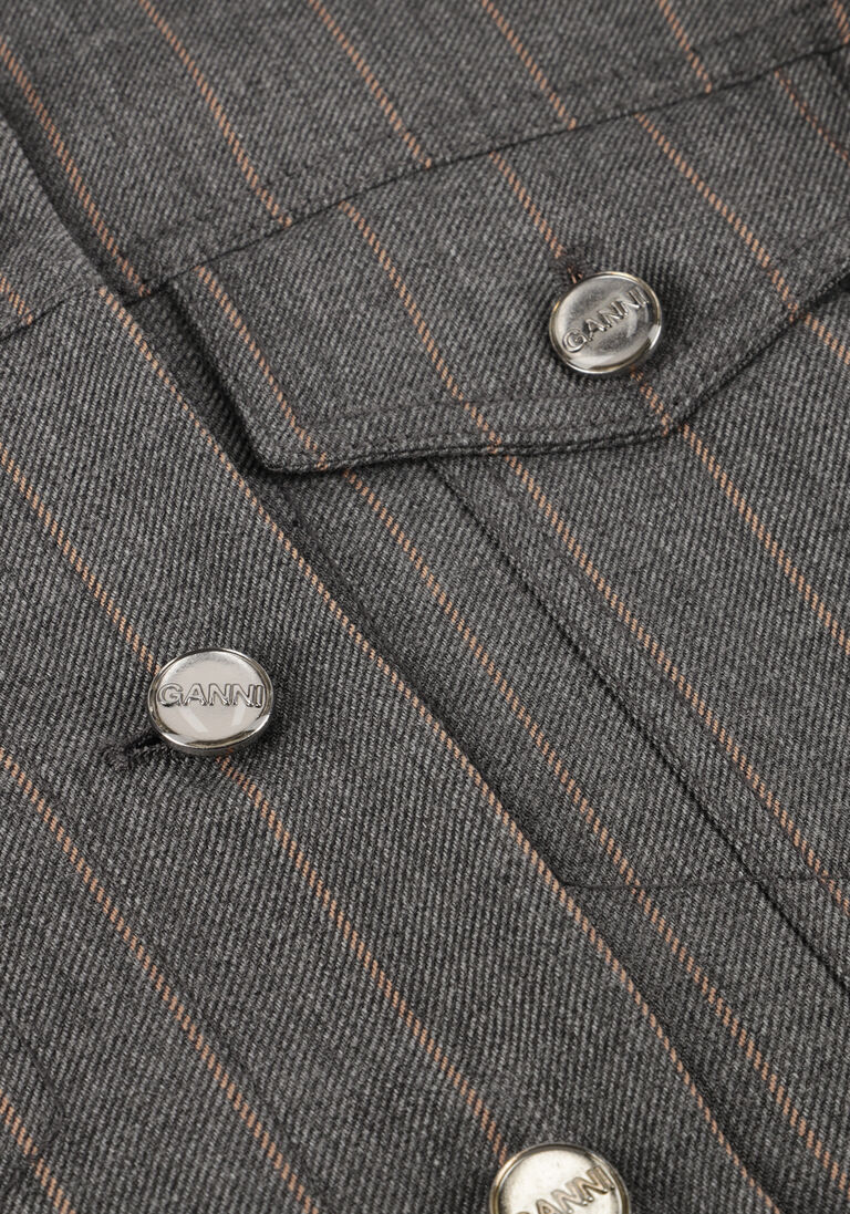 grijze ganni jack brushed wool stripe jacket