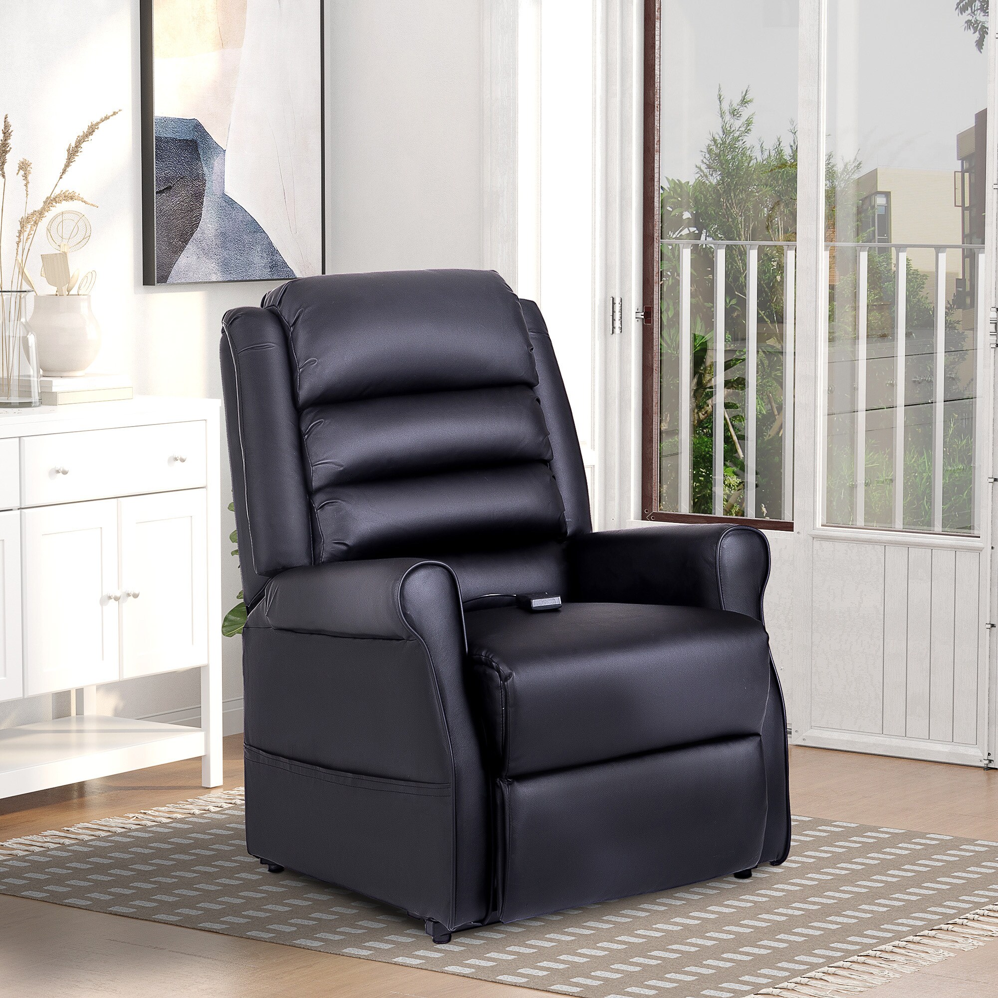 HOMCOM Massagesessel mit Aufstehhilfe schwarz 82L x 96B x 107H cm