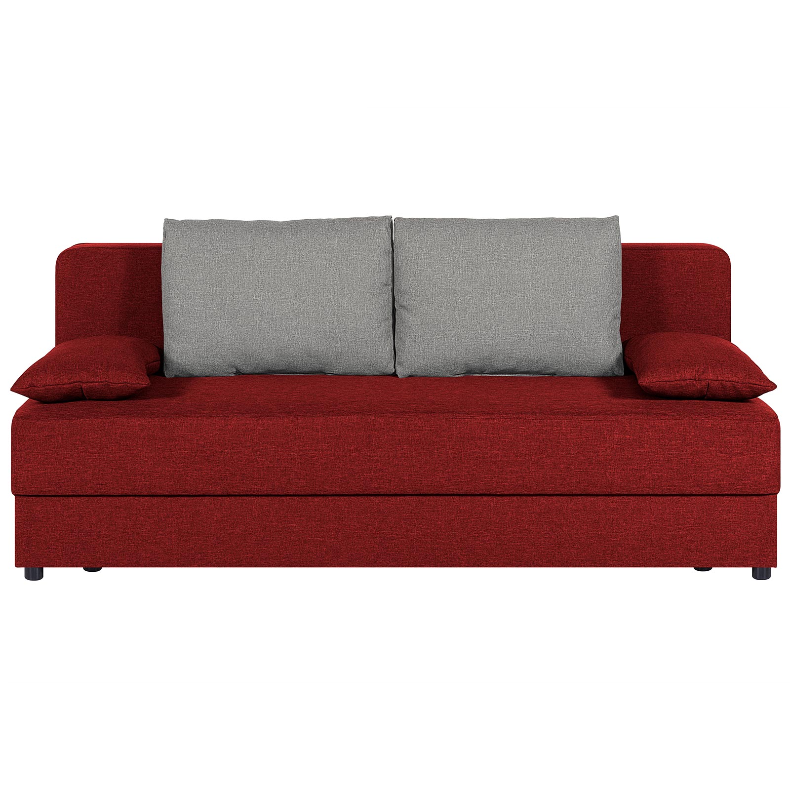 Schlafsofa - rot-silber - mit Staukasten