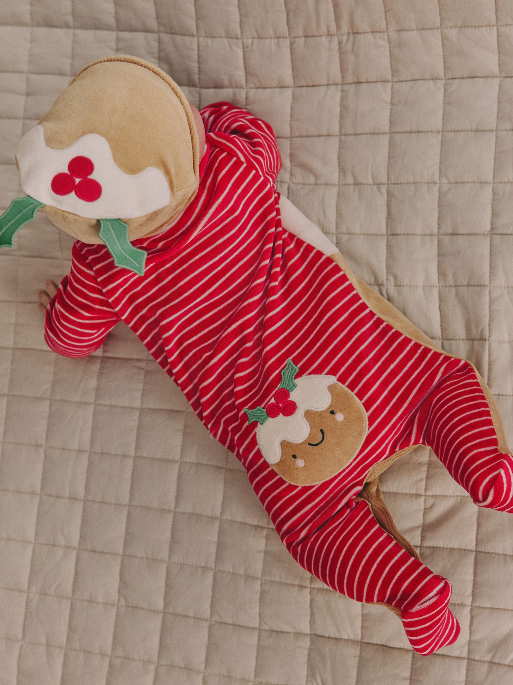 Bruine pudding - Baby kerst verkleed pyjama (0mnd -2jr)