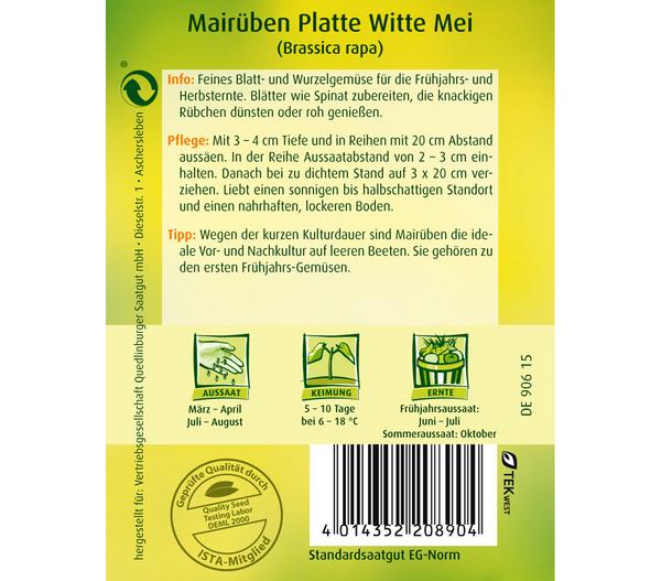 Quedlinburger Samen Mairübe 'Platte Witte