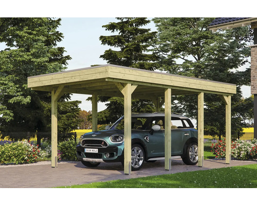 SKAN HOLZ Friesland enkele carport 314x555 cm met dompelgeïmpregneerd aluminium dak