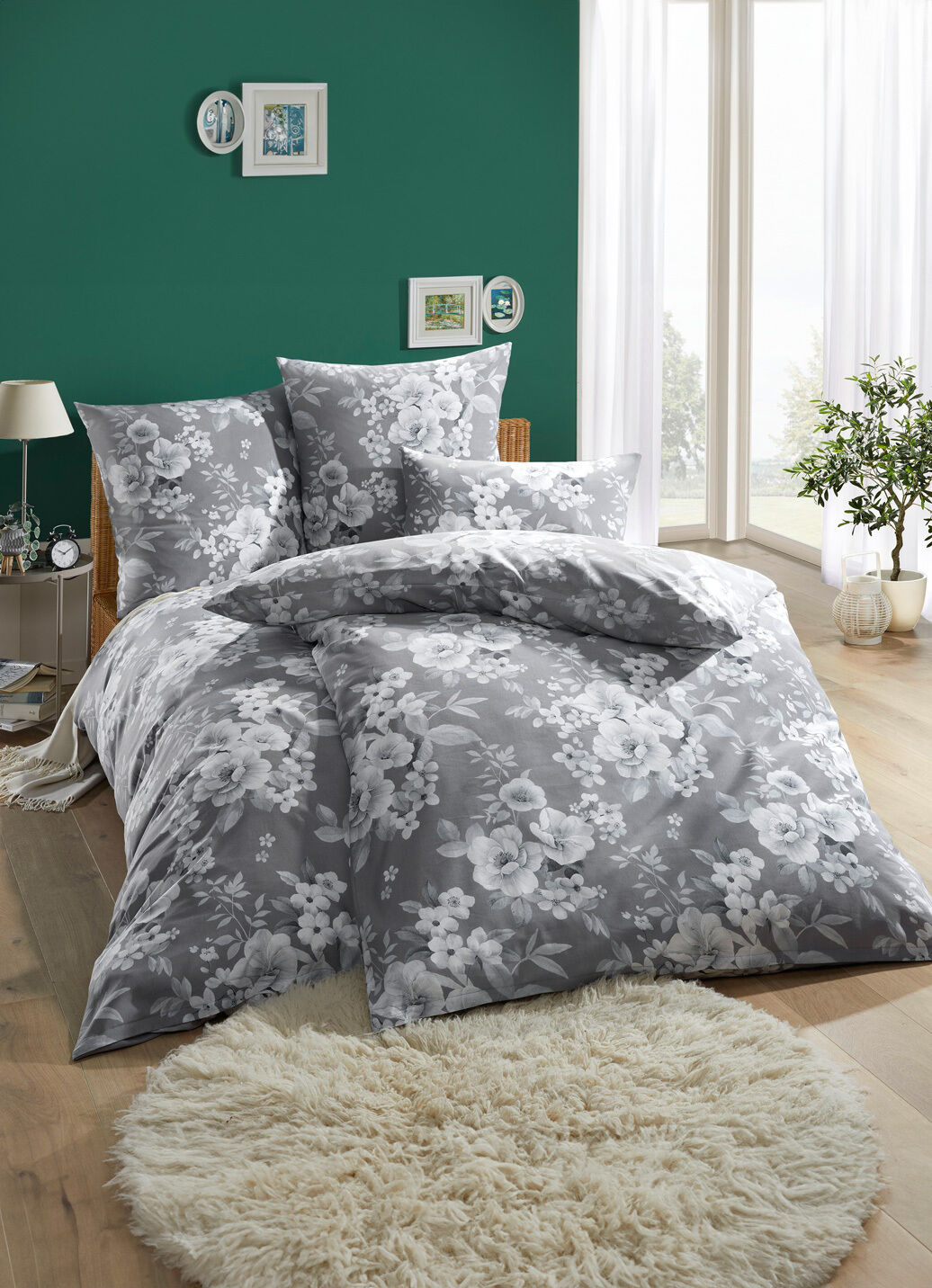 Beidseitig bedruckte Bettwäsche-Garnitur aus Polycotton