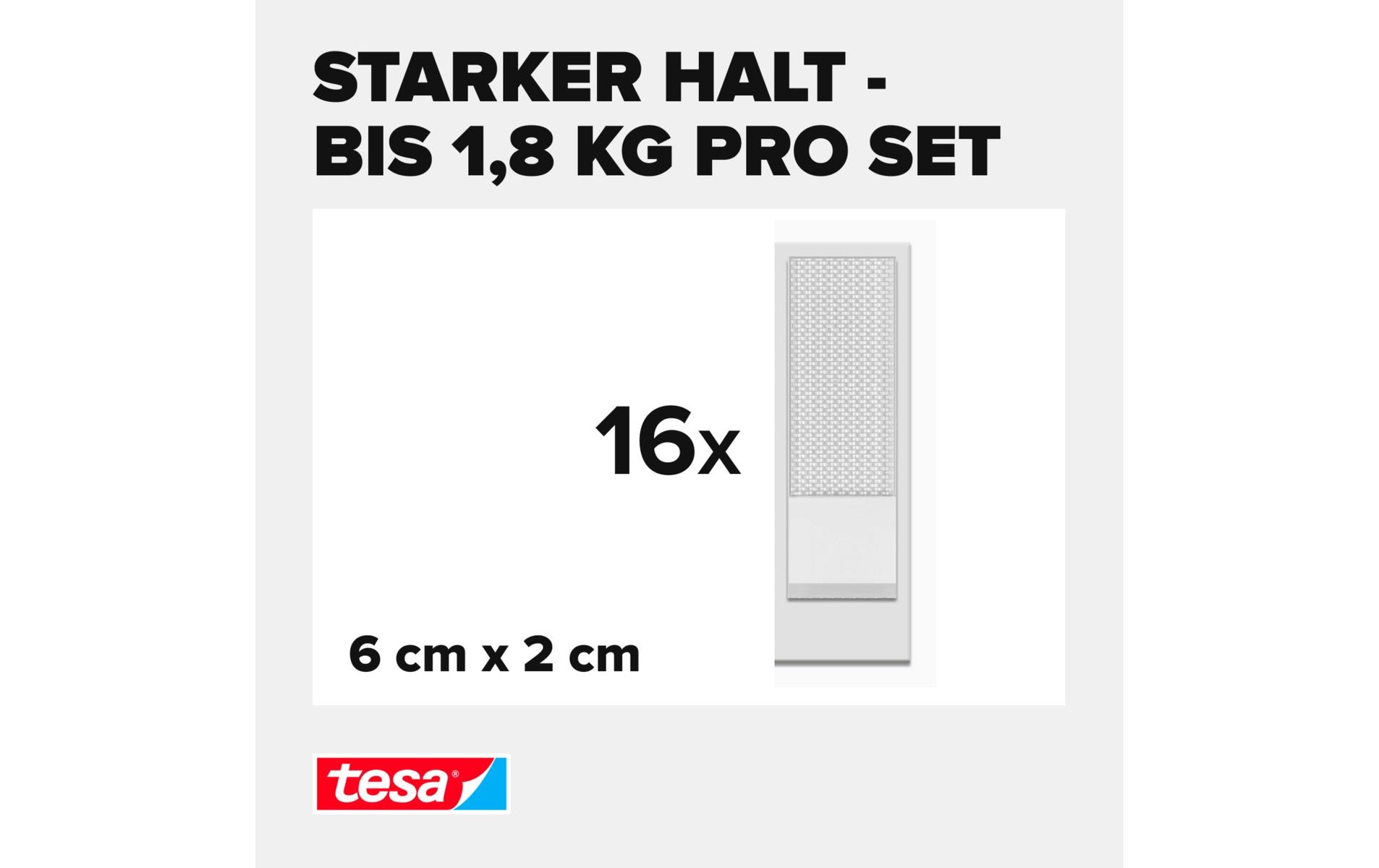 Montagestreifen Powerstrips CLICK Small 16 Paar, 1.8 kgKlett-Klebepads zum An- und Abklicken von Bilderrahmen und Wanddekorationen ohne Bohren