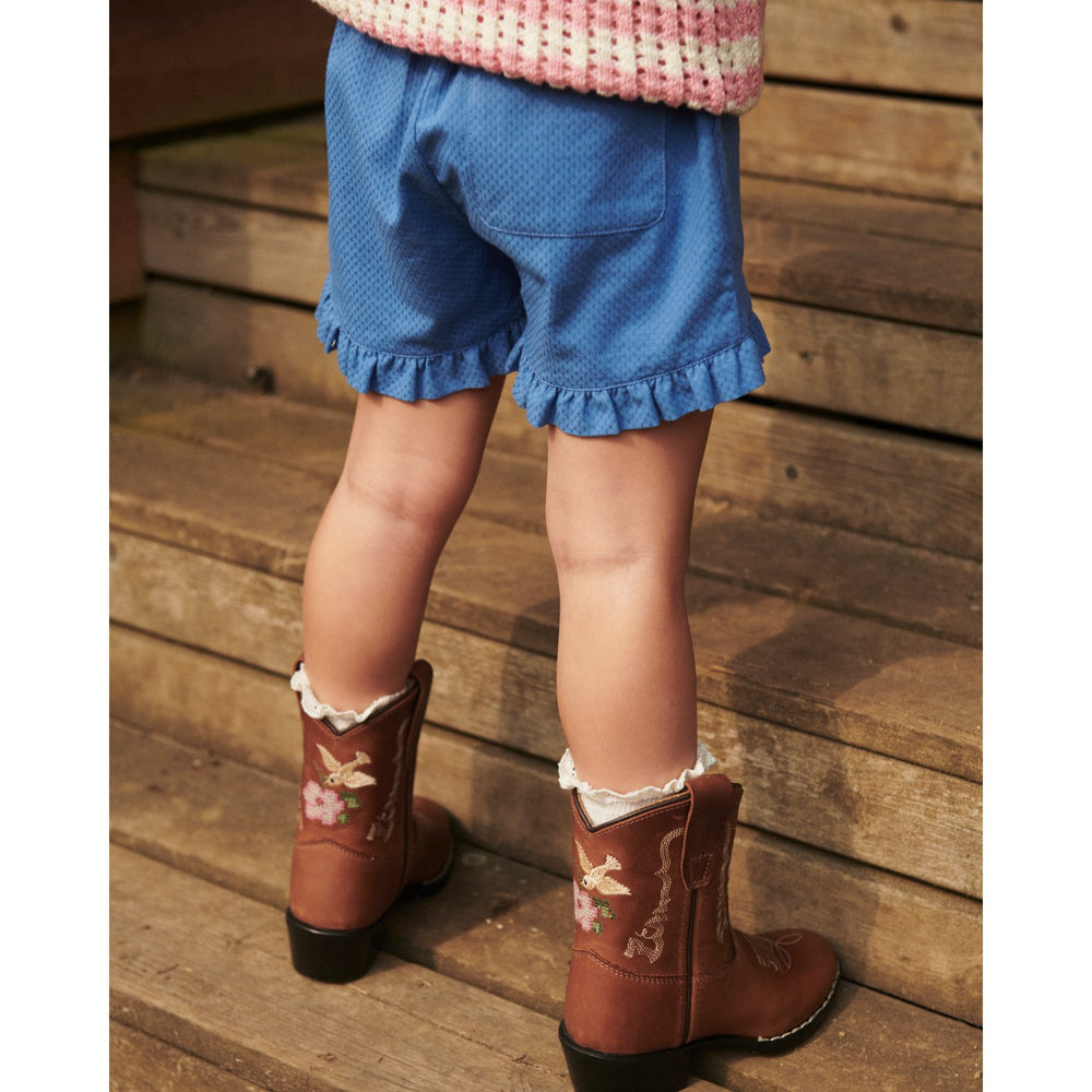 Køb COPENHAGEN COLORS Cognac Leather Limited Cowboy Støvle Low - Brown Flower