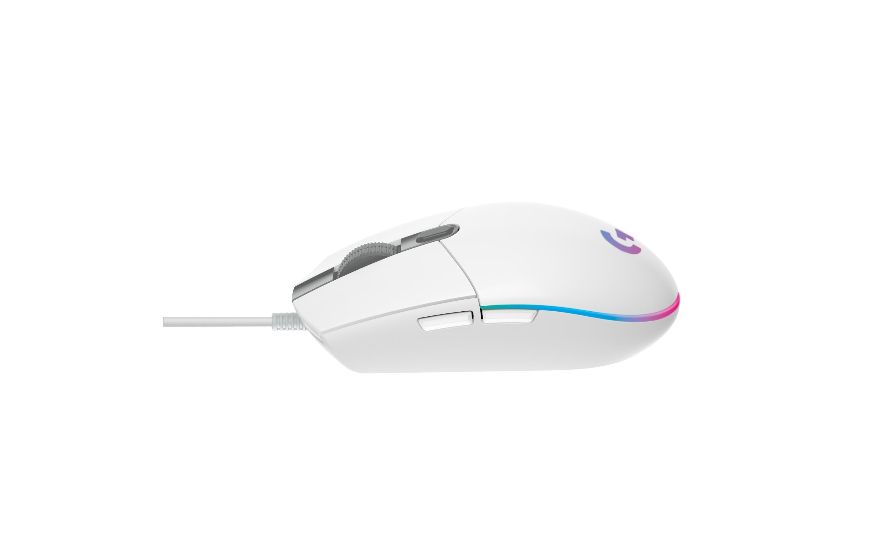 Gaming-Maus G203 Lightsync WeissReaktionsschnelle und leichte USB-Gamingmaus