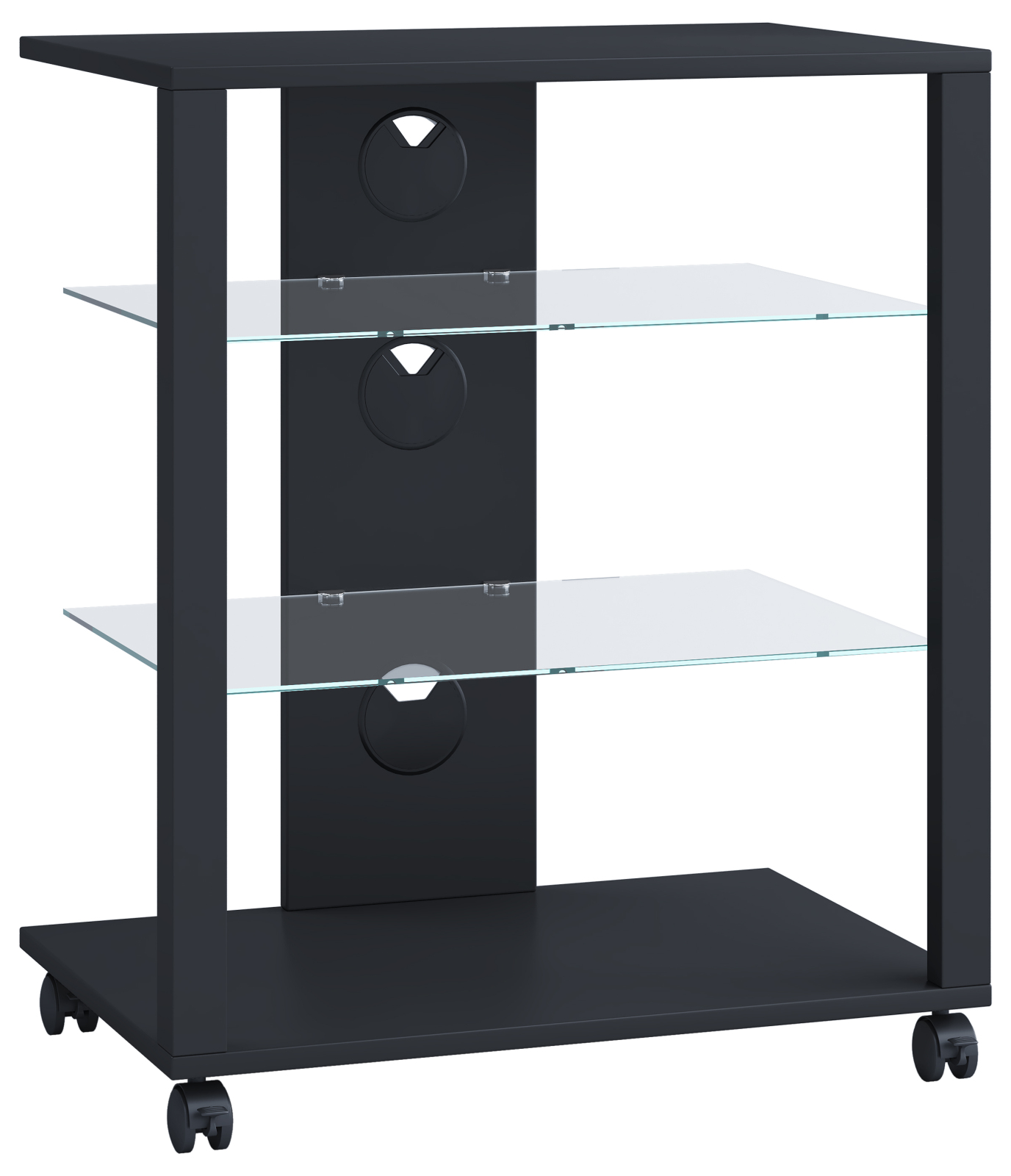 HiFi-Möbel FOLAS - schwarz - mit Rollen - 60 cm