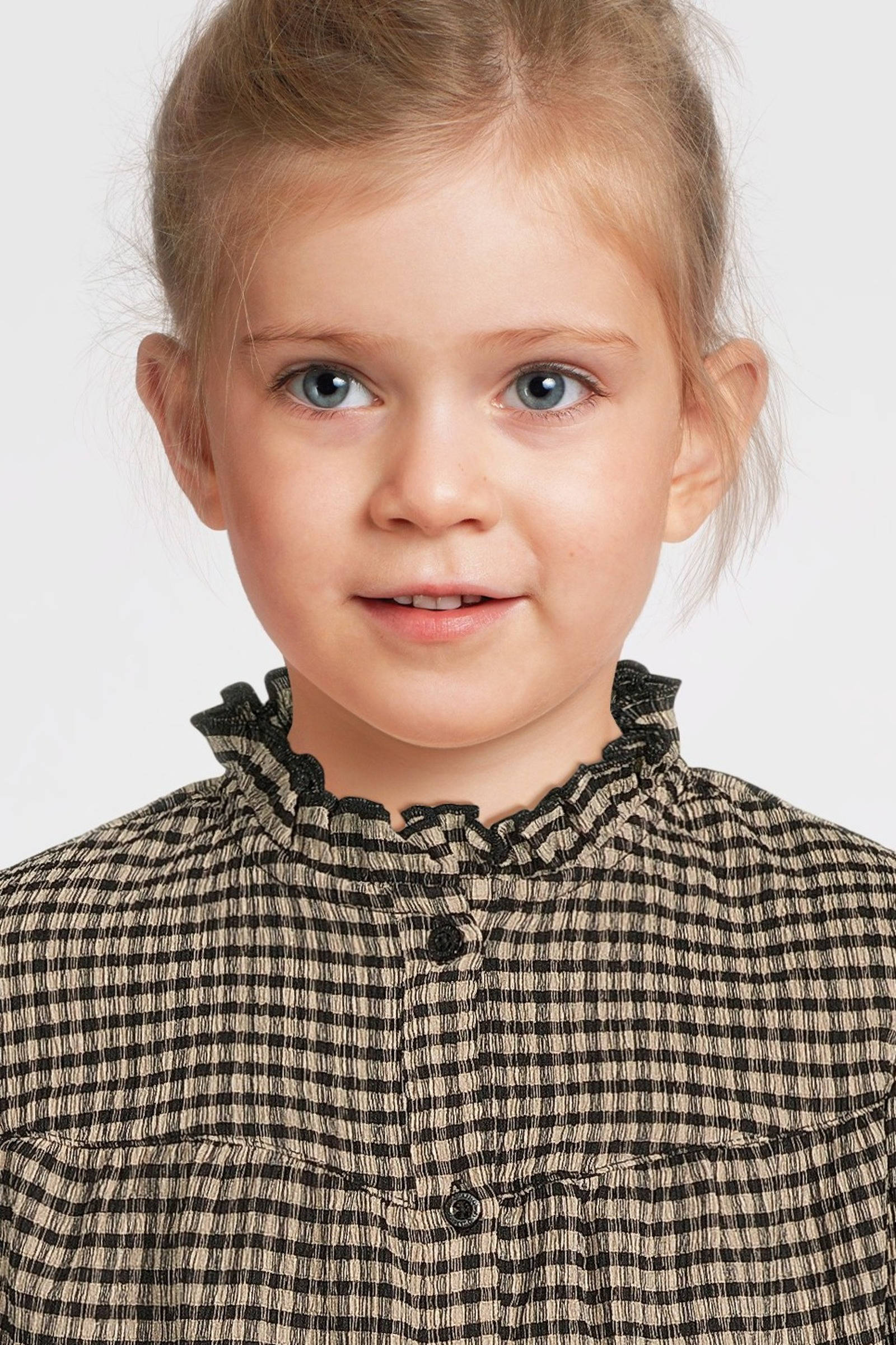 Quapi geruite blouse DILA beige/donkerblauw