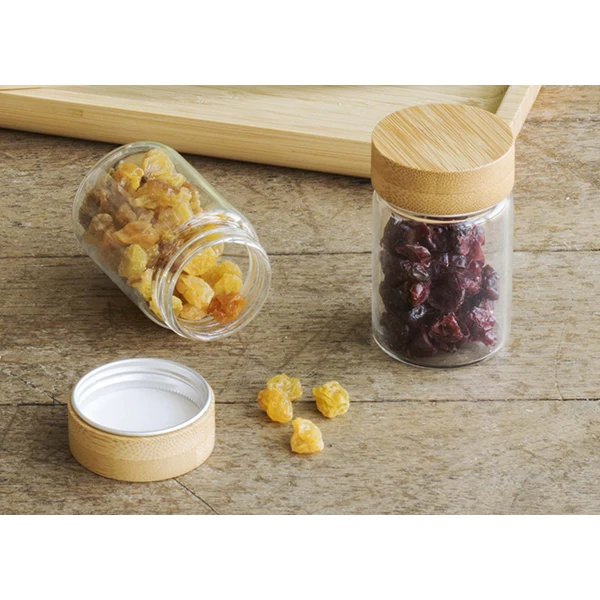 Set de 3 pots en verre avec couvercle bambou 75 ml Pebbly