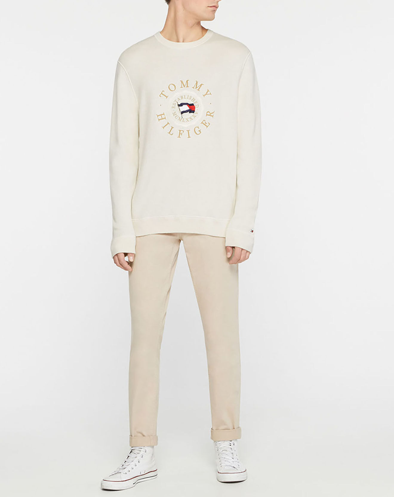 Tommy Hilfiger Pull 100% Coton Bio structured graphic écru