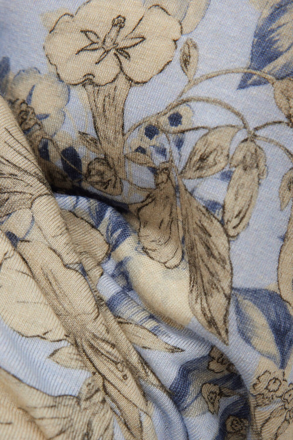 Blusa de manga comprida com estampa floral em modal ultraleve com cashmere.