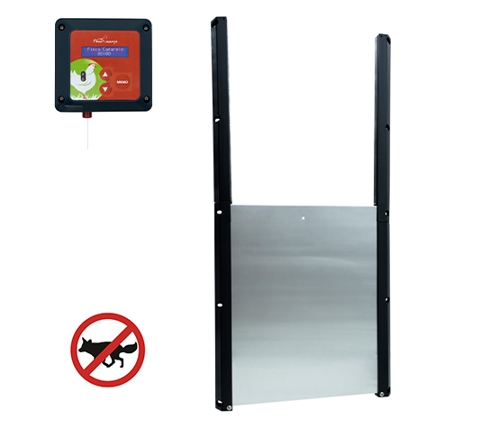 Porta automática para galinheiro | Kit de porta de alumínio + motor com temporizador ou controle solar | Abre e fecha seu galinheiro automaticamente | Fabricação europeia