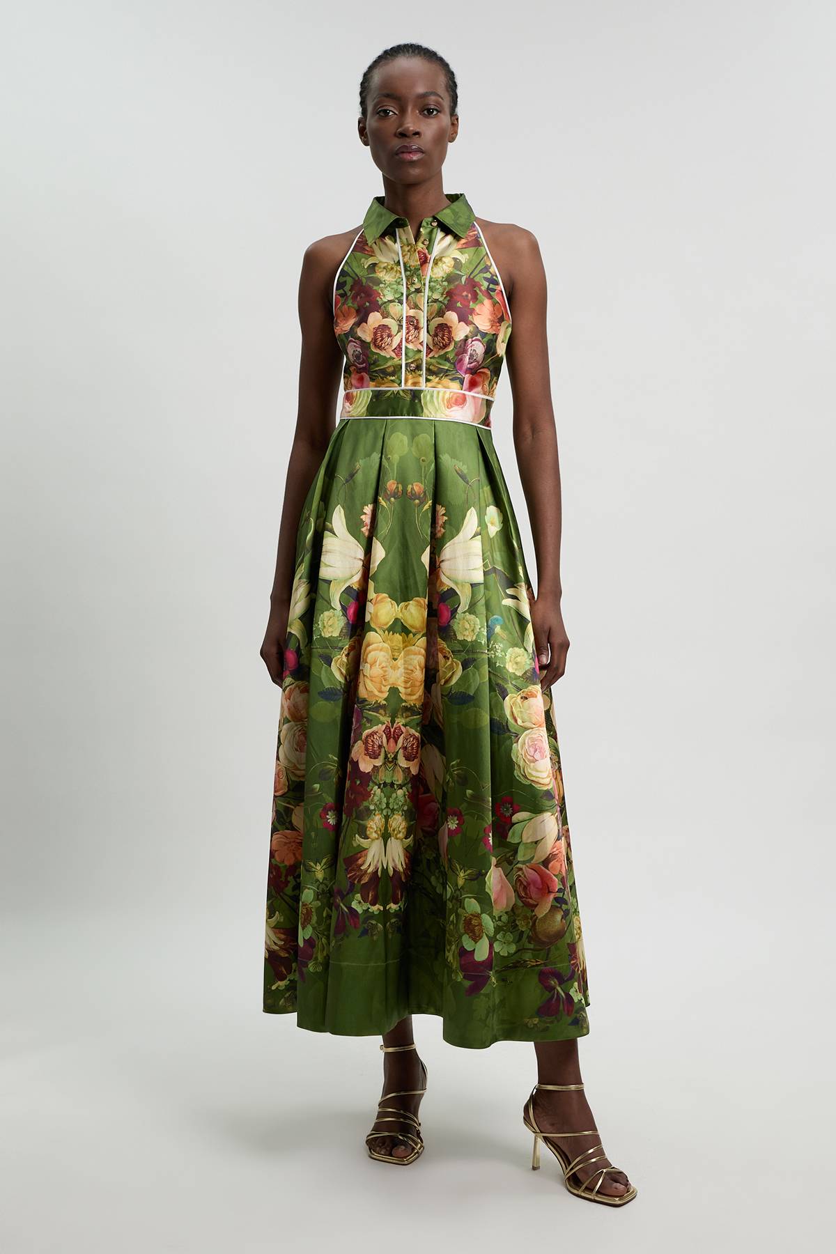 KarenMillen Robe Maxi À Col En Twill Fleuri Petite