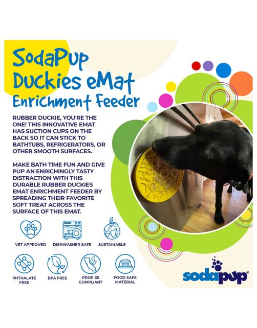 Sodapup Lickmat Duckies Met Zuignap - Hondenvoerbak - Ø20 cm Geel