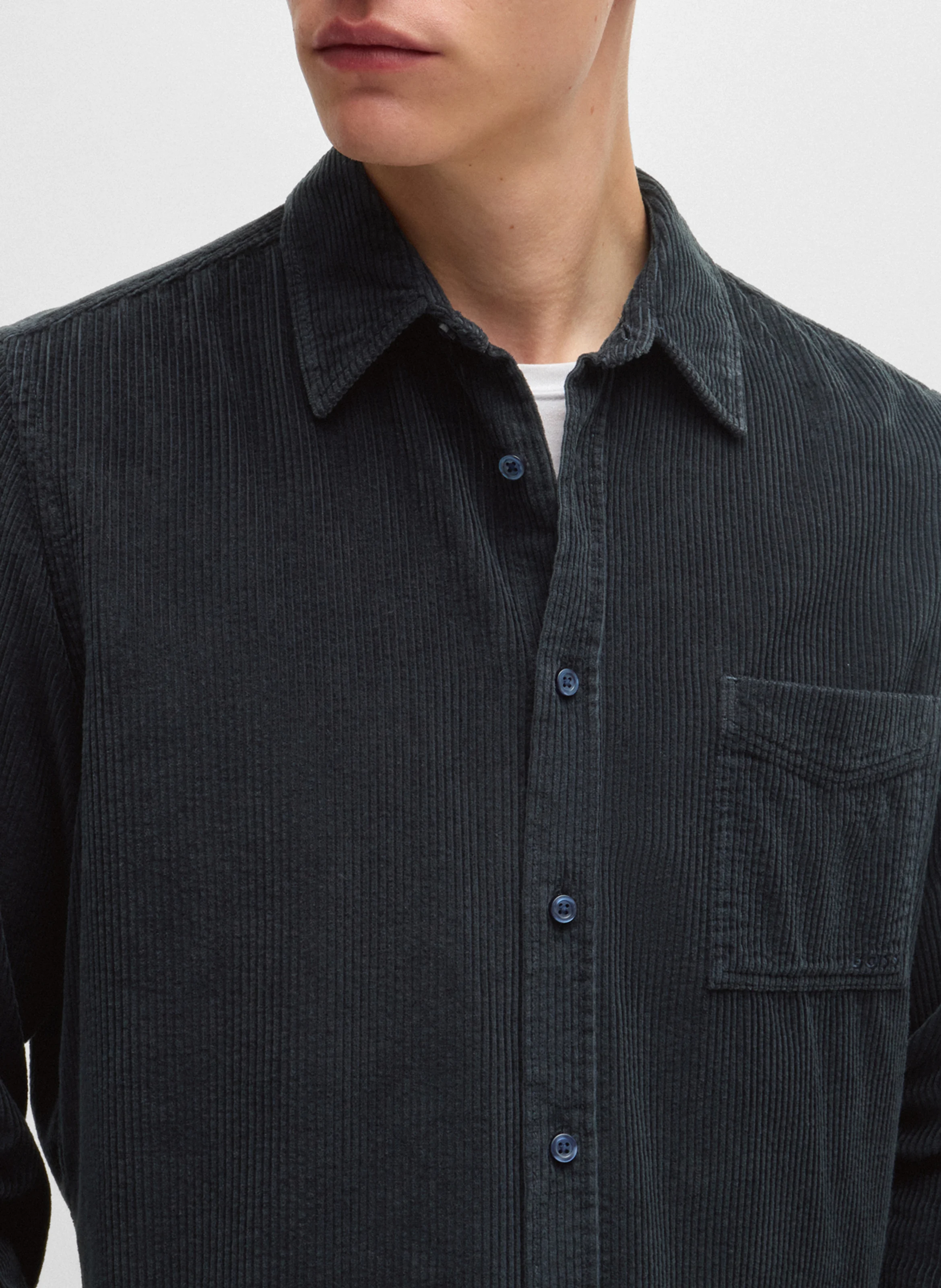Chemise col classique en coton | Bleu