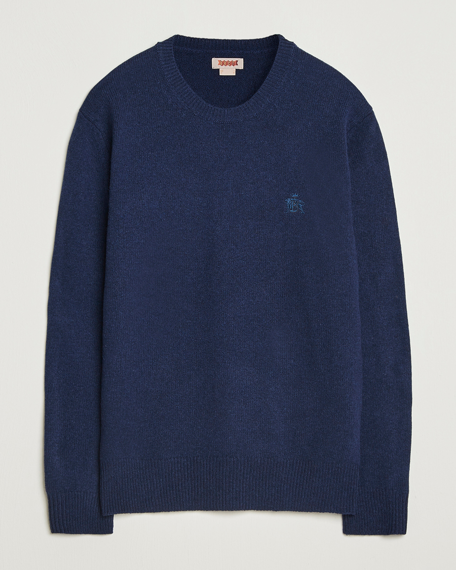 Baracuta Shetland Virgin Wool Crew Neck Navy