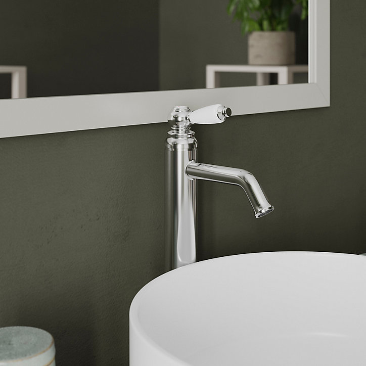 Vasque à poser ronde céramique blanc mat GoodHome Samal