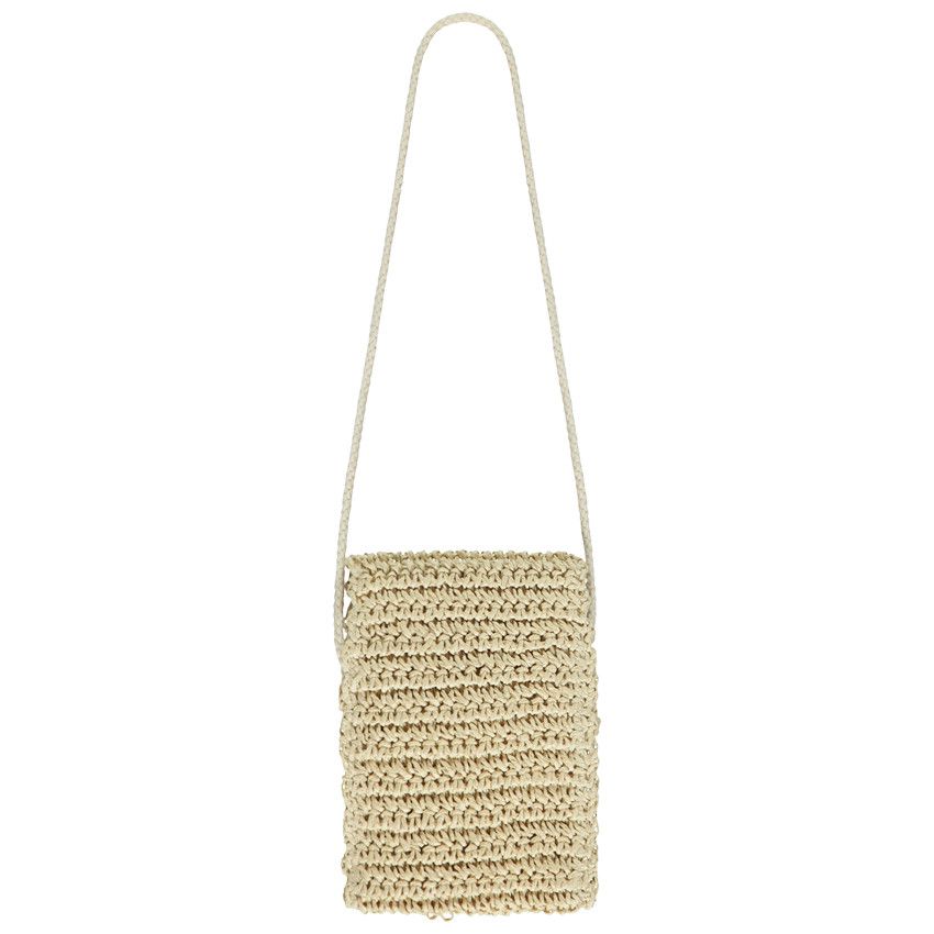 Sac bandoulière papier avec fleurs en crochet pour fille - Ecru