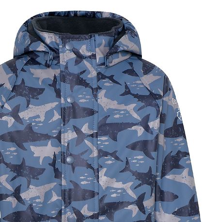 CeLaVi Regndragt m. Fleece - PU - Blåe China m. Hajer