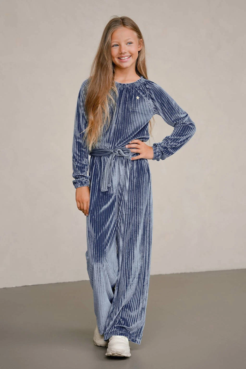 Like Flo jumpsuitfluwelen blauw straight