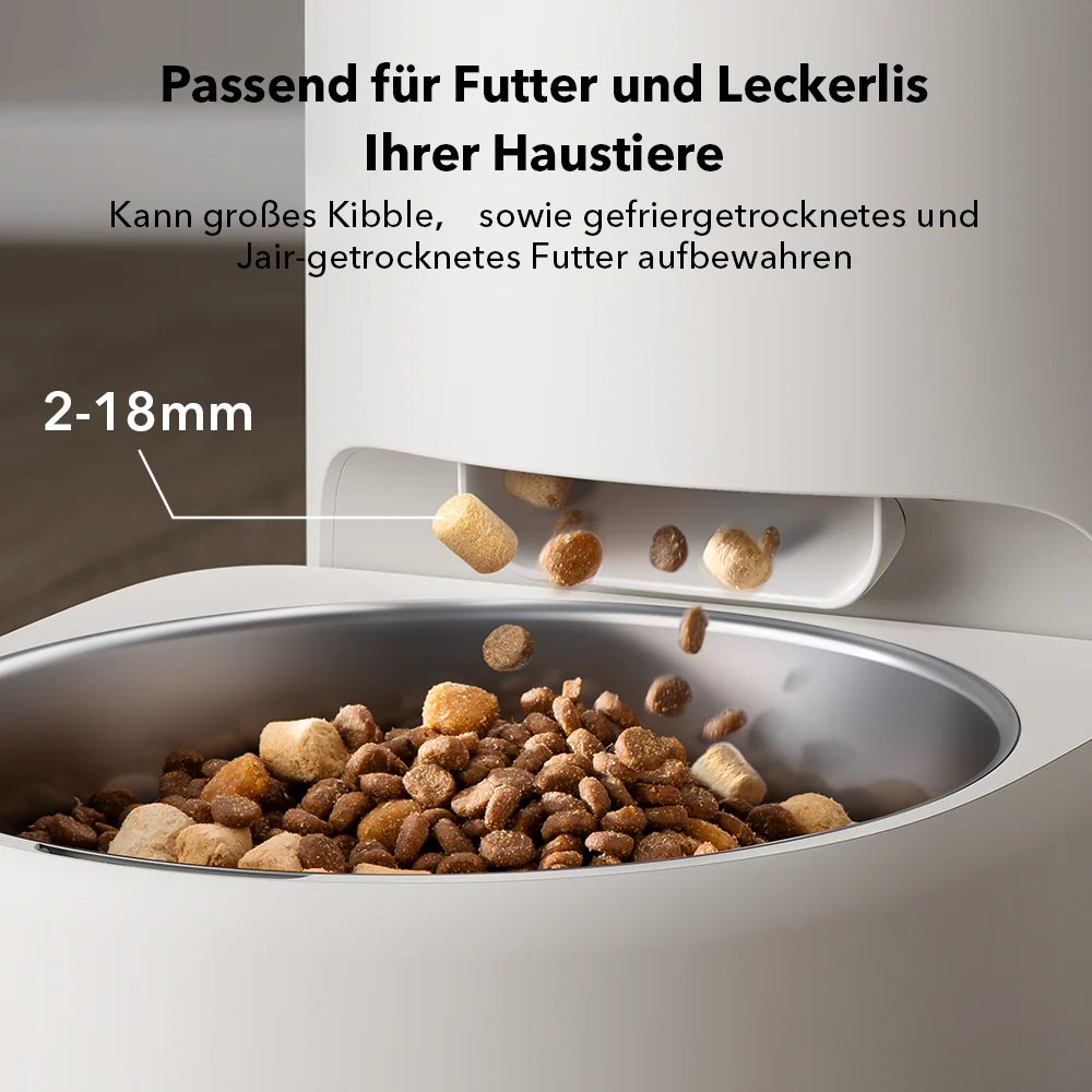 (8L) Space Automatischer Haustier Futter Spender inkl. Vakuum Versieglung / App Steuerung iOS/Android (PLAF107) - Weiss