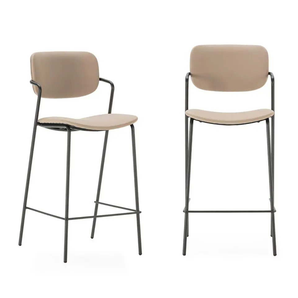CALICOSY - Set van 2 krukken met zwarte MAIKA - 51x44x66 cm