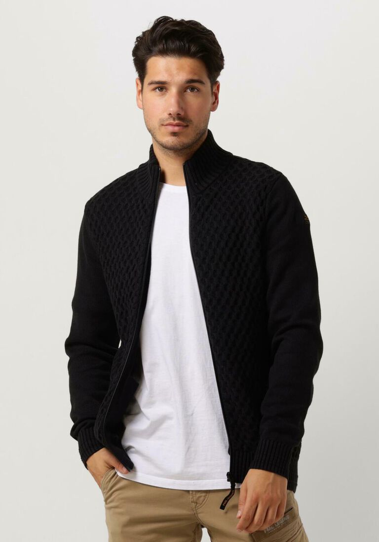 PME LEGEND zwarte pme legend vest zip jacket cotton structure mix