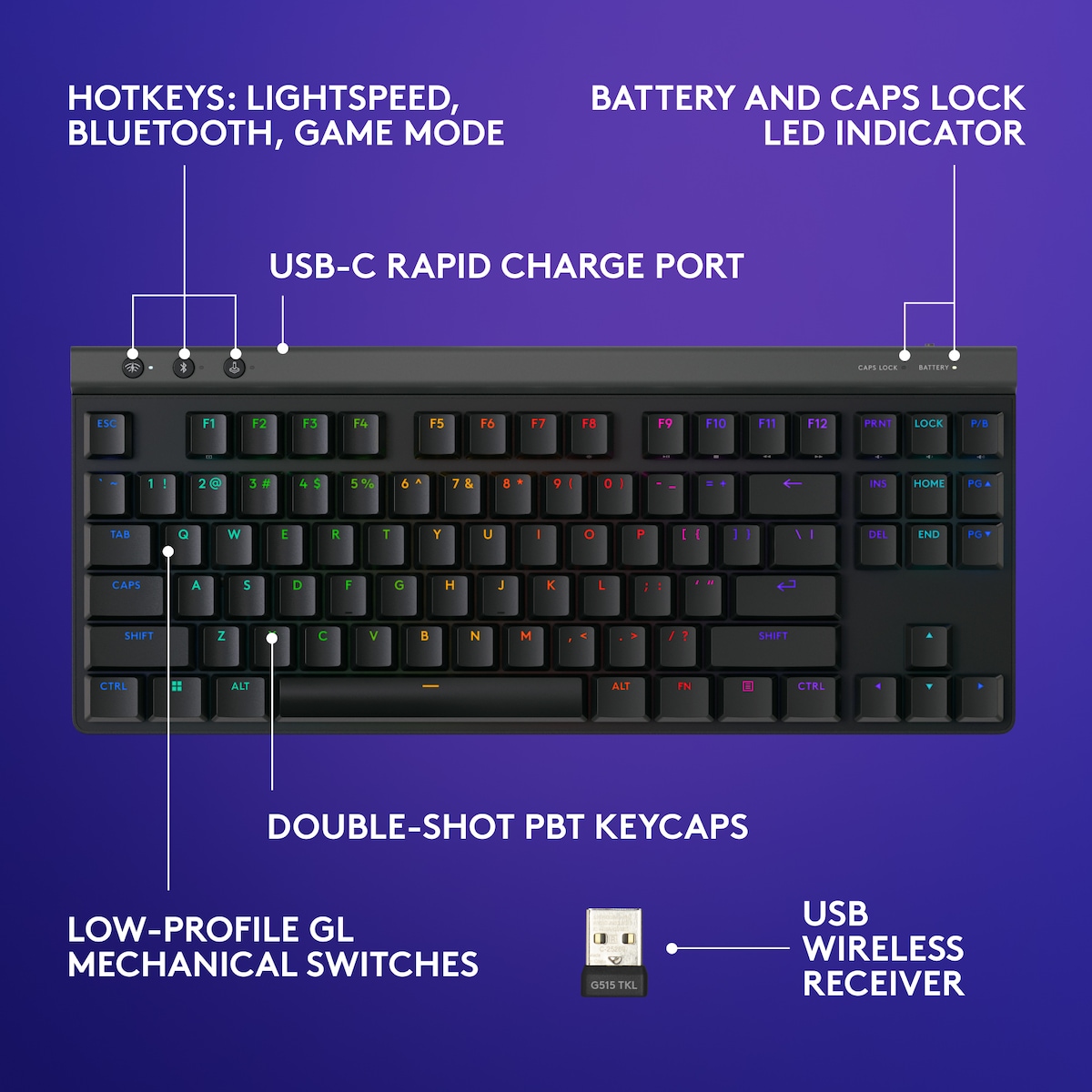 Logitech G G515 gamingtastatur (taktilt, sort)