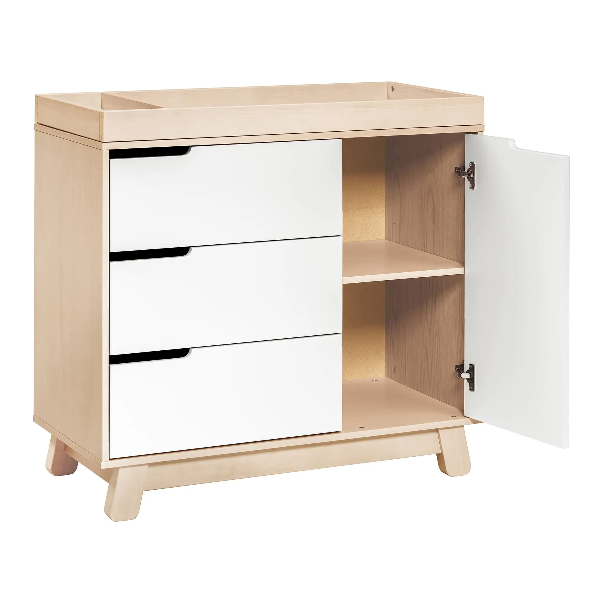 Babyletto Meuble à Langer à 3 Tiroirs Hudson avec Plateau Amovible - Naturel Lavé   Blanc