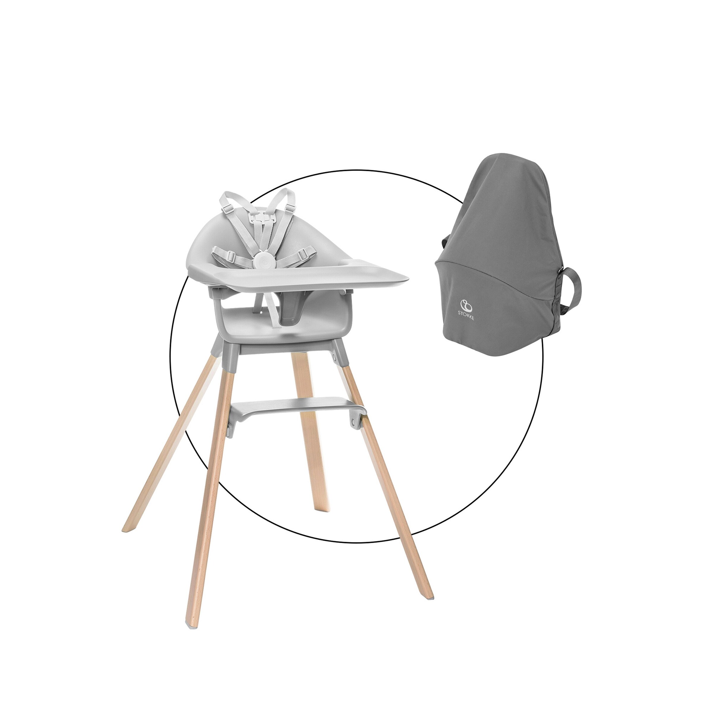 Stokke® - CLIKK™ Bundle Hochstuhl Clikk inkl. Travel Bag Cloud Grey