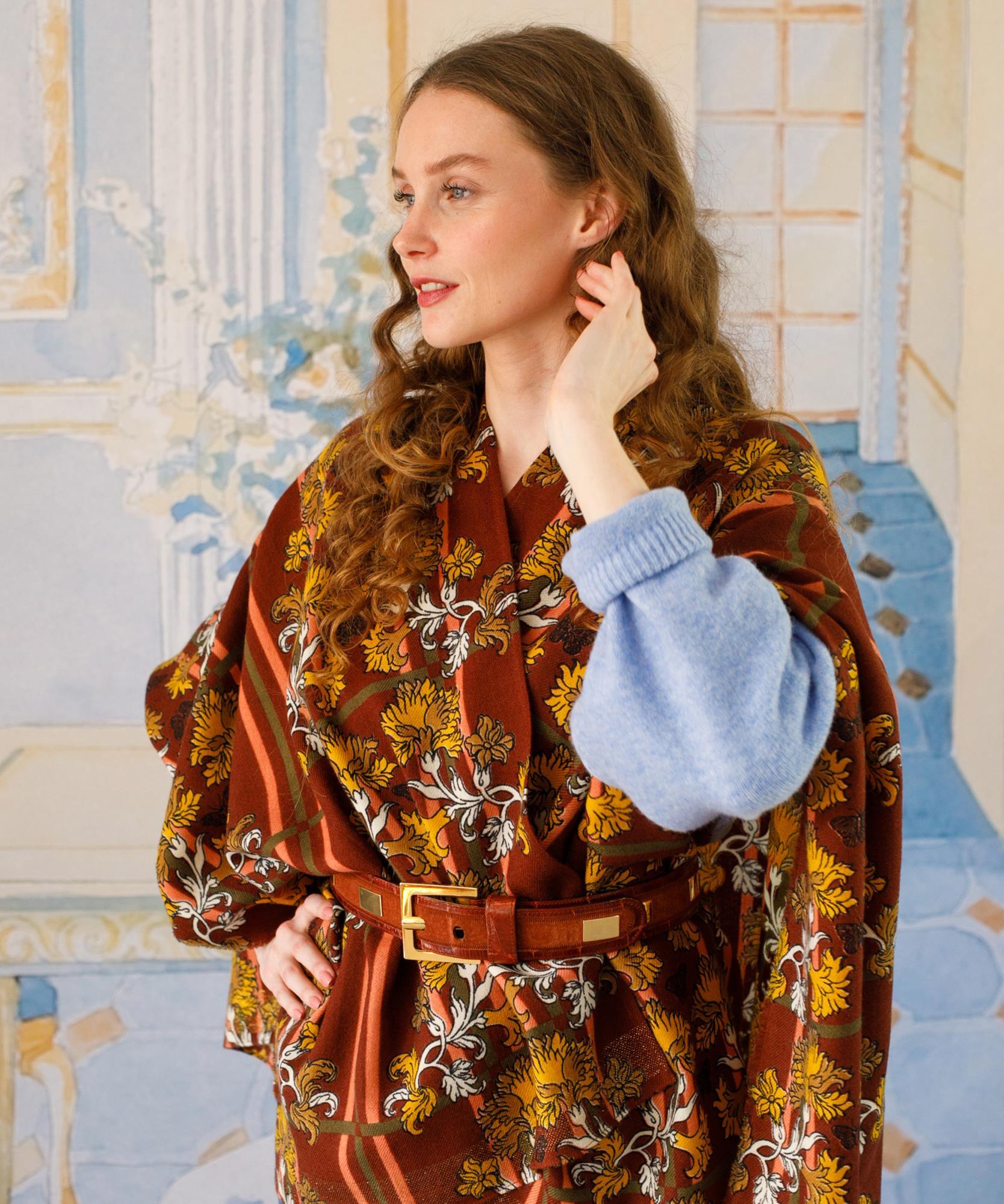 Poncho Châle Ornements  Taille unique - Rose