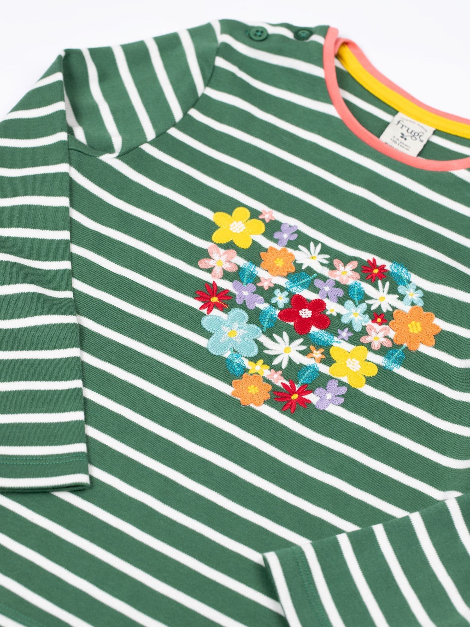 Frugi Green Louise Embrodiered Top