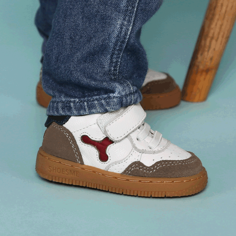 Shoesme wit-taupe basket sneakertje Leer | Sale
