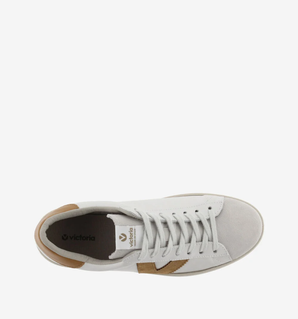 BERLÍN CUIR & CUIR FENDU Baskets blanches unisexes en cuir CUERO