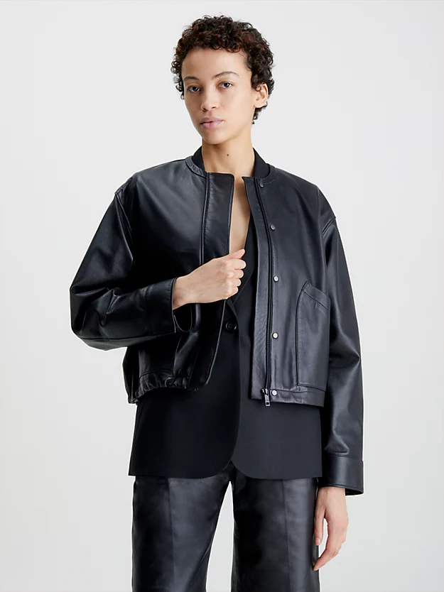 Jaqueta bomber de couro
