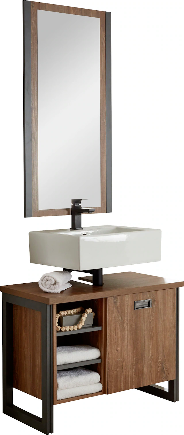 Home affaire Badmöbel-Set »Detroit, Bad im Industrialdesign, 2-teiliges Badezimmer« Set, 2 Stk. tlg.
