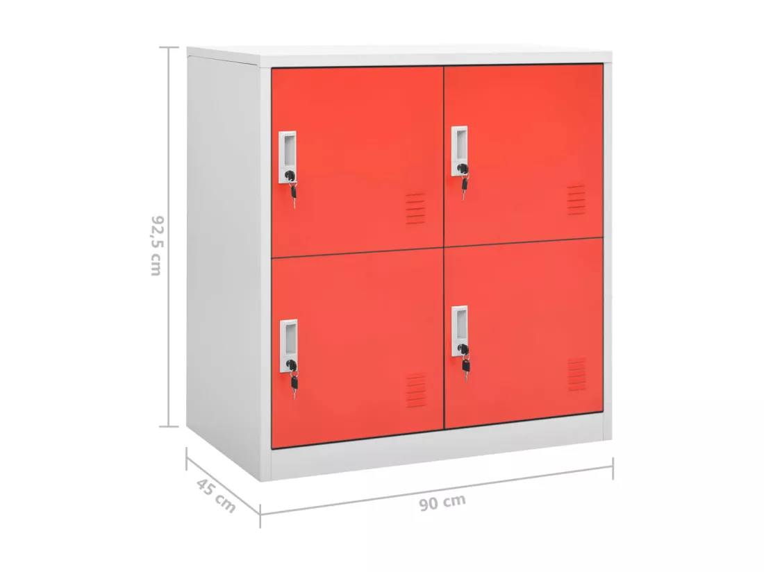 Armoires à casiers 2 pcs Gris clair et rouge 90x45x92,5cm Acier