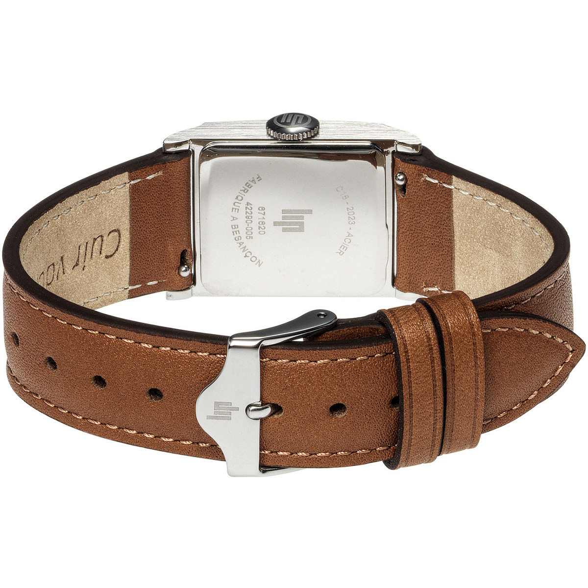 Montre LIP Churchill femme acier bracelet cuir marron