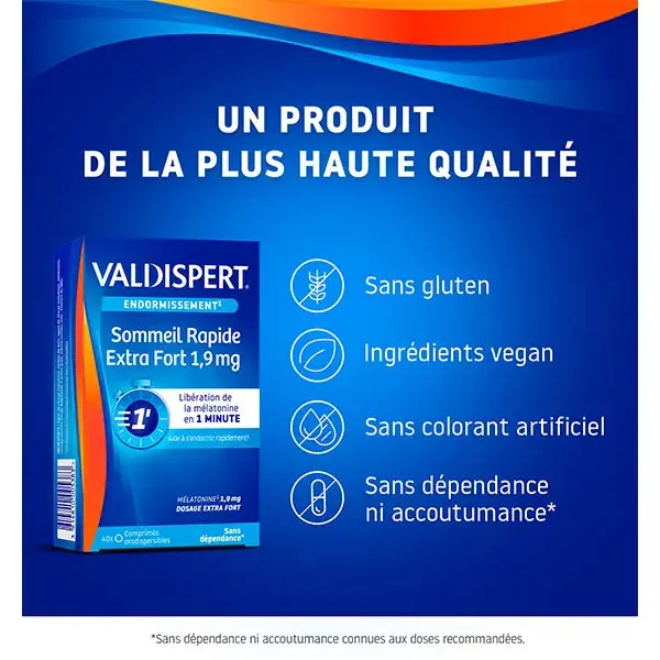 Valdispert Extra Strength Sono Rápido 1,9mg Melatonina Embalagem com 2 x 40 comprimidos