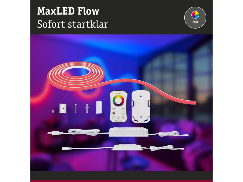 Paulmann LED-Stripe MaxLED Flow RGB, 3 m Basisset Licht-Streifen ohne sichtbare LED Punkte