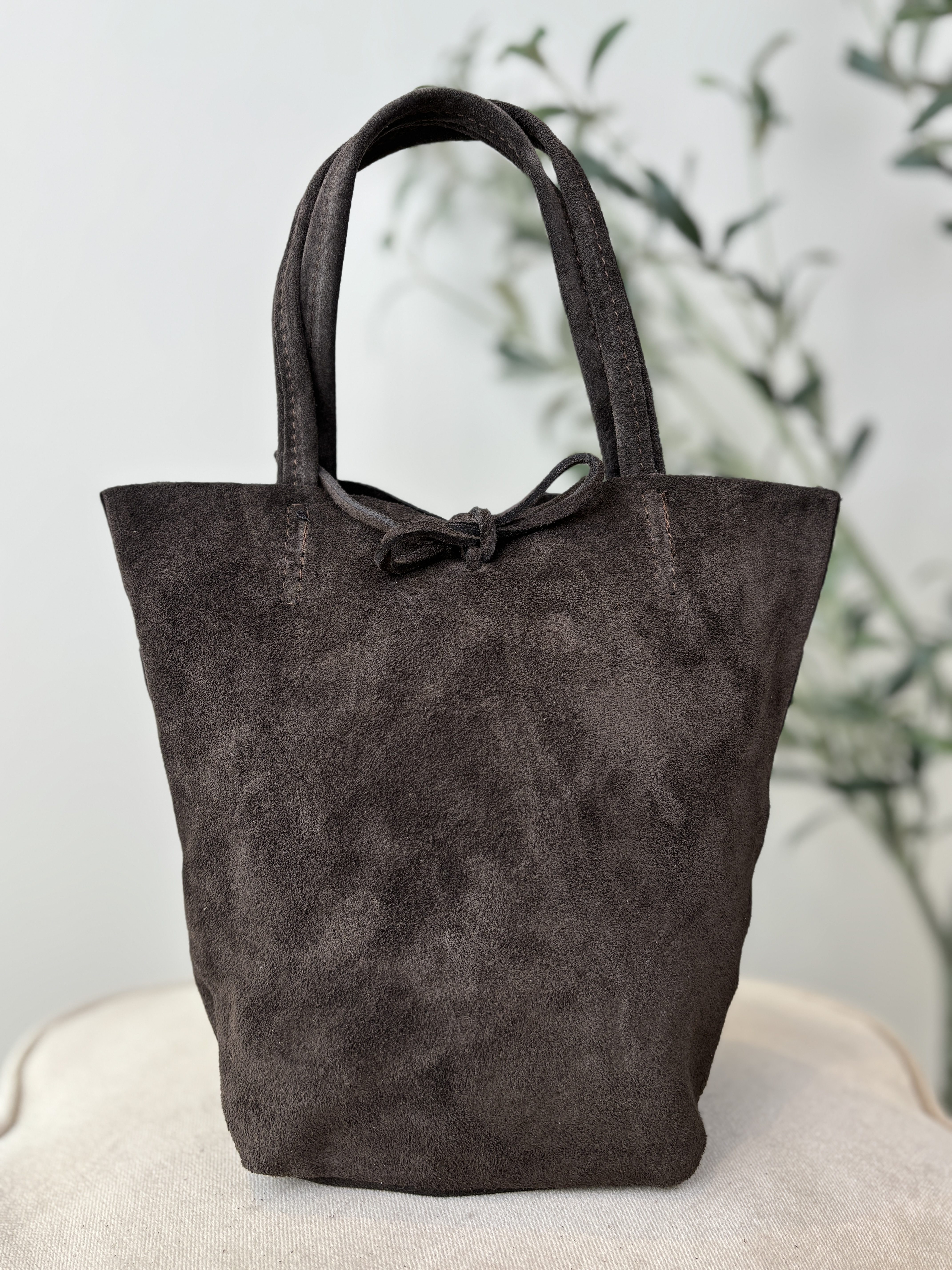 Mini Shopper - Suede Donker Bruin