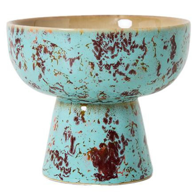 HKliving 70's Ceramic tapas schaal op voet S patina