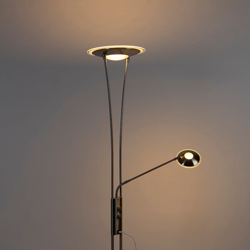 Vloerlamp staal met leesarm incl. LED en USB-poort - Sevilla