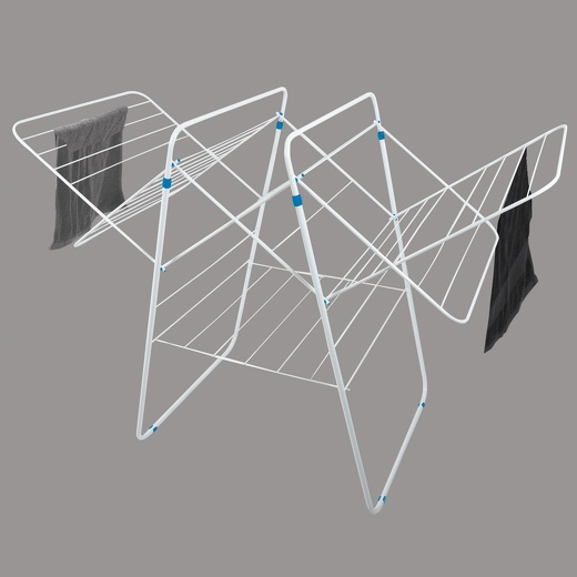 (140x105cm) Faltbarer Akkordeon Wäscheständer Kleiderstange mit Flügel Stand Trockner (130035) - Weiss