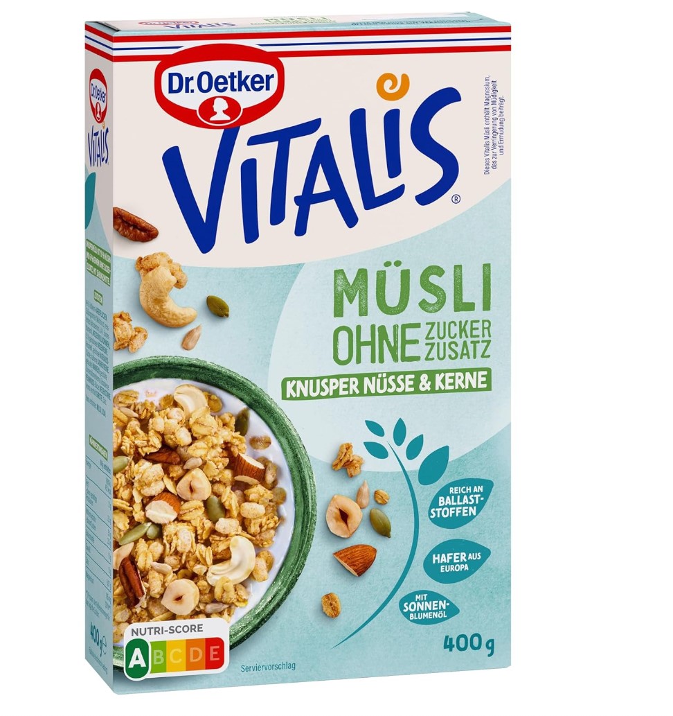 Dr.Oetker VITALIS Müsli Knusper Nüsse & Kerne ohne Zuckerzusatz 400g MHD:30.9.25