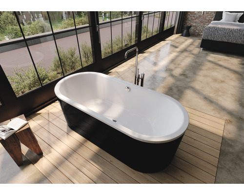 Kaldewei Classic Duo Oval Vrijstaand Bad 111-7 80 x 180 cm Zwart Alpenwit Glanzend 291249130001