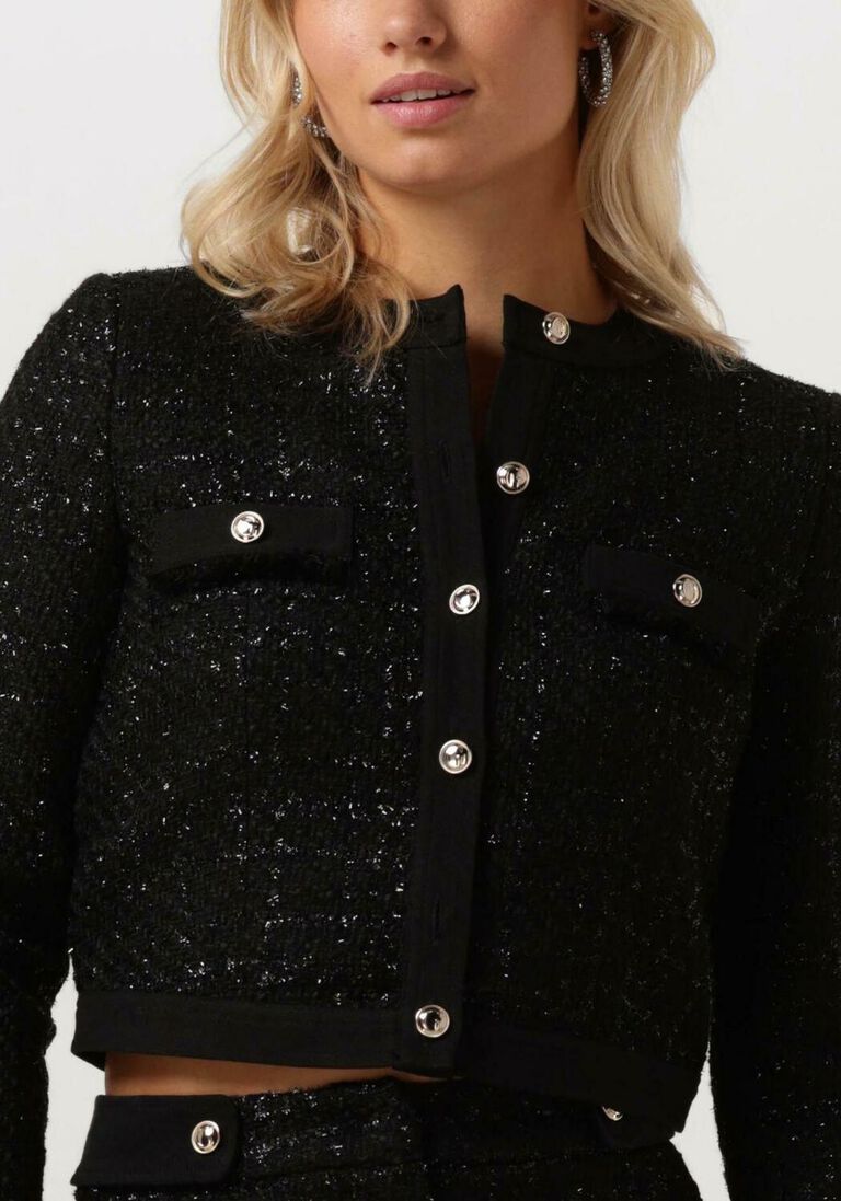 GUESS zwarte guess blazer clarissa tweed jacket