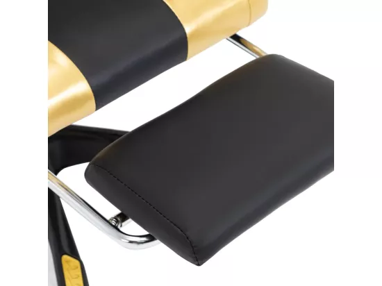 Fauteuil de jeux vidéo avec repose-pied Doré et noir Similicuir